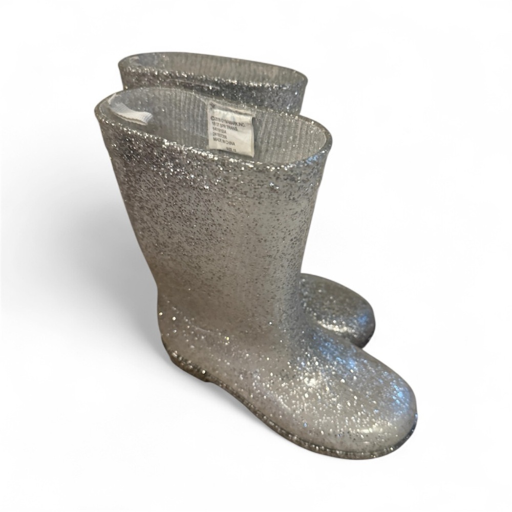 Gymboree Silver Glitter Kids Rain Boots size 13